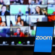 Smartphone showing Zoom Cloud Meetings app